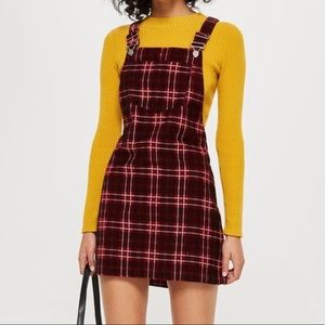 NWT Topshop Plaid Corduroy Overall Dress